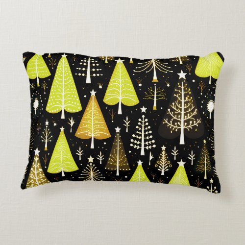 Lit Christmas Tree Pattern Accent Pillow