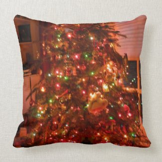 Lit Christmas Tree Throw Pillow