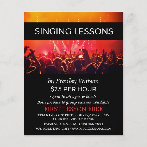 Lit Concert Crowd Vocalist Lessons Advertising Flyer