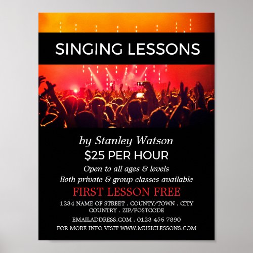 Lit Concert Crowd Vocalist Lessons Advertising Poster