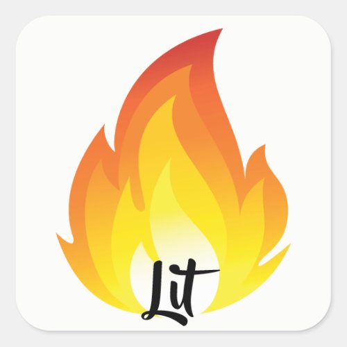 Lit Fire Square Sticker