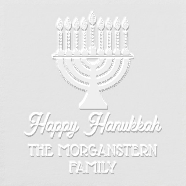 Lit Hanukkah Chanukah Menorah Family Name Embosser (Design)