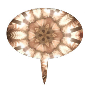 Lit Merry Christmas Tree Lights Kaleidoscope Art Cake Topper