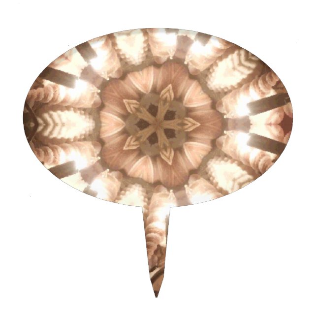 Lit Merry Christmas Tree Lights Kaleidoscope Art Cake Topper (Front)