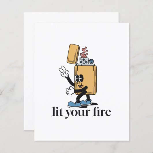 lit your fire with lighter groovy character (Front/Back)