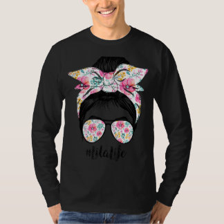 Lita Life Messy Hair Bun Floral Women Mother's Day T-Shirt