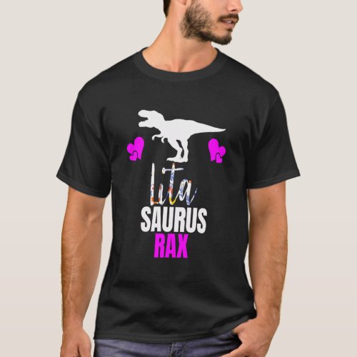 Lita Saurus Rex Nanasaurus Grandma MotherS Day Bi T_Shirt