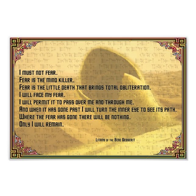 Litany Against Fear Shai Hulud and Fremen Text Photo Print (Front)