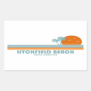 Litchfield Beach South Carolina Sun Palm Trees Rectangular Sticker