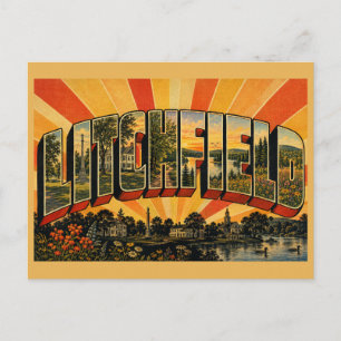 Litchfield Connecticut Historic Green Lake Art Postcard