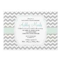 Lite Blue and Grey Chevron Invitation
