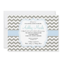 Lite Blue and Grey Chevron Invitation