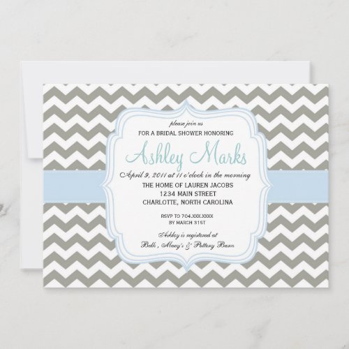 Lite Blue and Grey Chevron Invitation