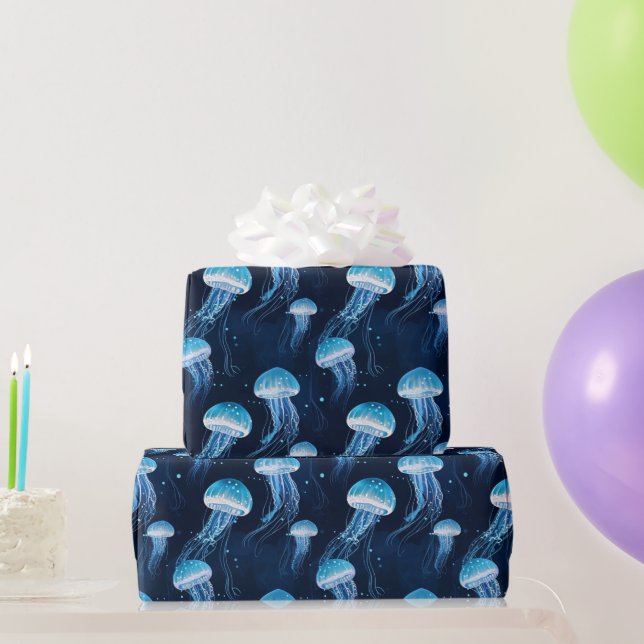 Lite Blue Jellyfish  Wrapping Paper (Party Gifts)