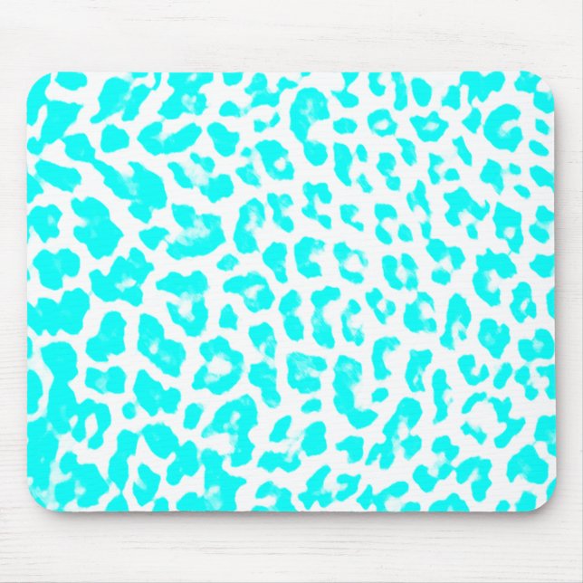 Lite Blue Leopard Print Mouse Pad (Front)