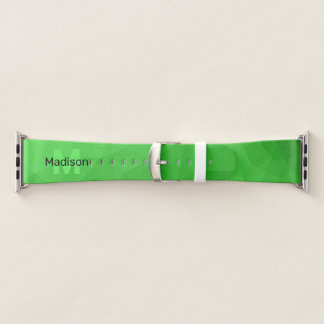 Lite green gradient geometry mesh pattern Monogram Apple Watch Band