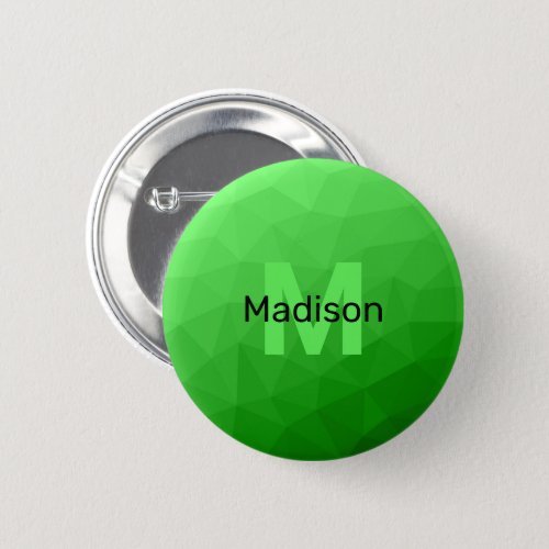 Lite green gradient geometry mesh pattern Monogram Button