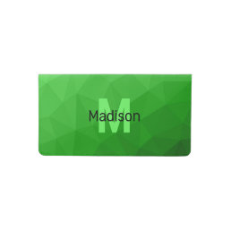 Lite green gradient geometry mesh pattern Monogram Checkbook Cover