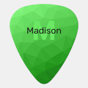 Lite green gradient geometry mesh pattern Monogram Guitar Pick