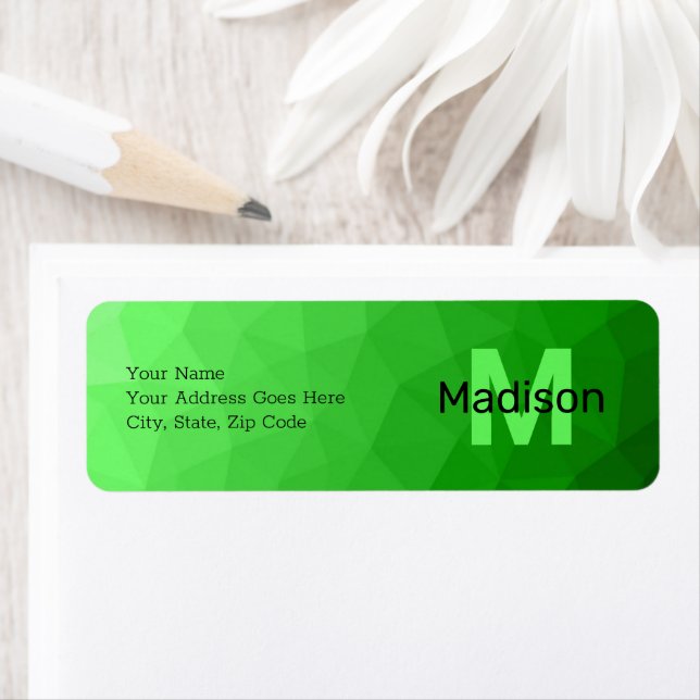 Lite green gradient geometry mesh pattern Monogram Label (Insitu)