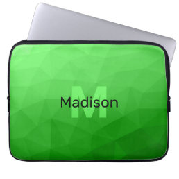 Lite green gradient geometry mesh pattern Monogram Laptop Sleeve