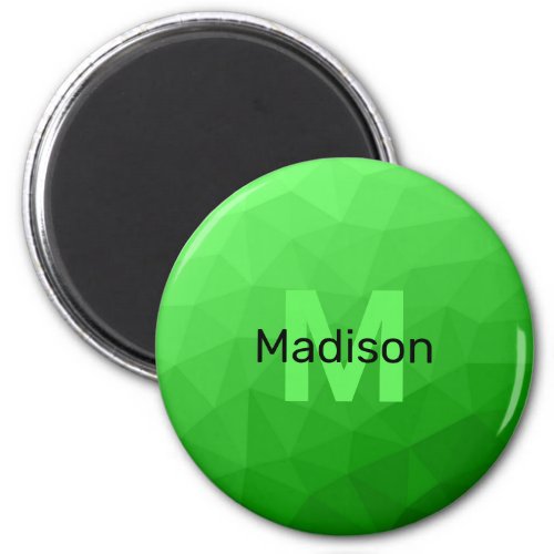 Lite green gradient geometry mesh pattern Monogram Magnet