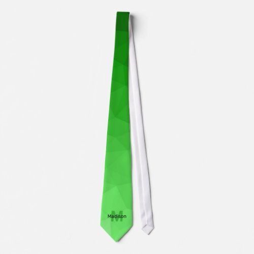 Lite Green gradient geometry mesh pattern Monogram Neck Tie