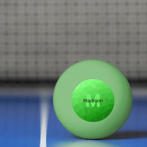 Lite green gradient geometry mesh pattern Monogram Ping Pong Ball