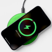 Lite green gradient geometry mesh pattern Monogram Wireless Charger (Phone)