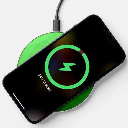 Lite green gradient geometry mesh pattern Monogram Wireless Charger (Phone)