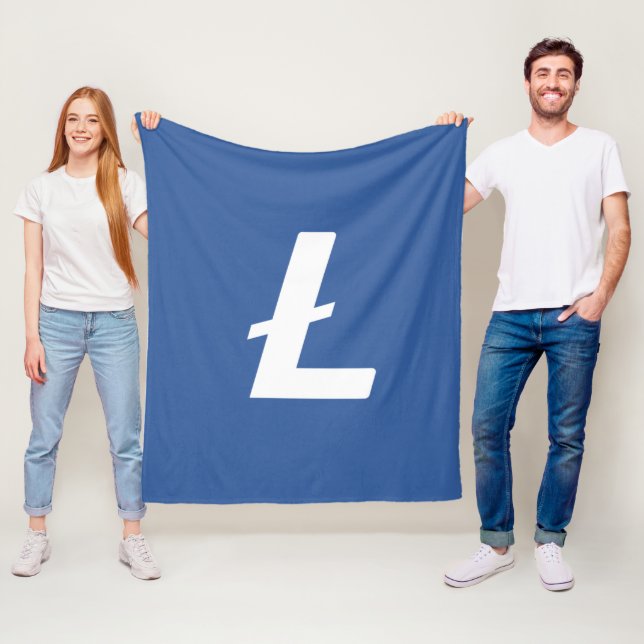 Litecoin Cryptocurrency LTC Logo Blue Simple Fleece Blanket (In Situ)