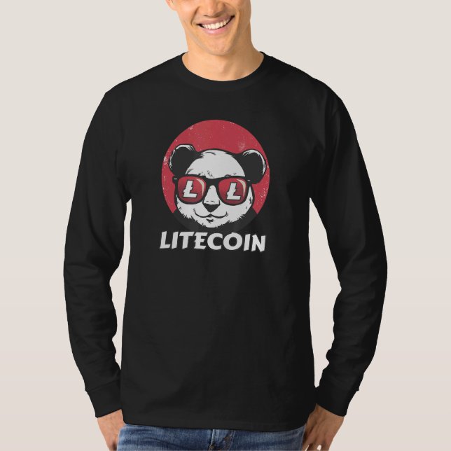Litecoin Ltc Cute Crypto Panda Sun Glasses Retro T-Shirt (Front)