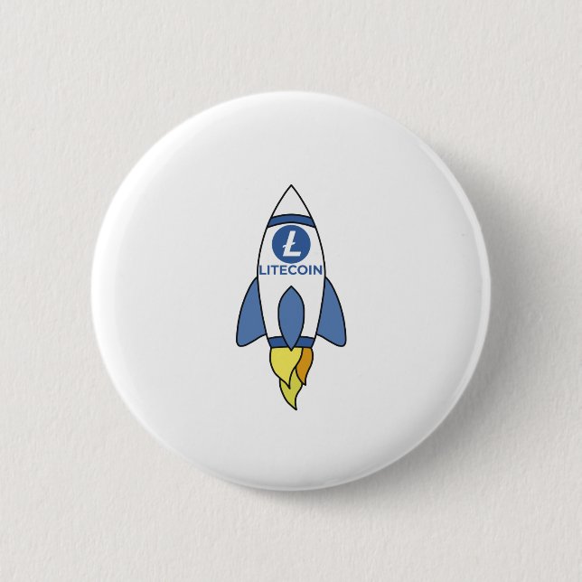 Litecoin To The Moon Rocket Button (Front)