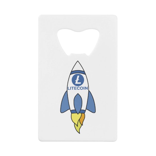 Litecoin To The Moon Rocket Credit Card Bottle Opener (Front)