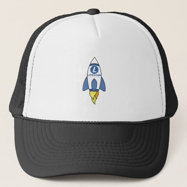 Litecoin To The Moon Rocket Trucker Hat (Front)
