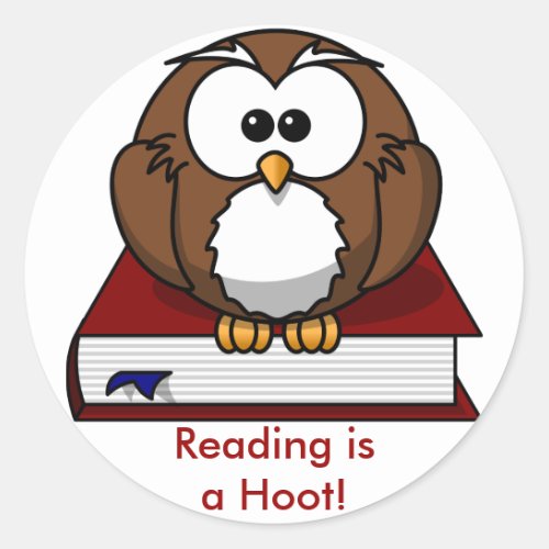 Literacy Awareness Reading is a Hoot Classic Round Sticker