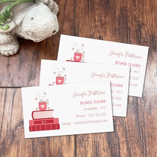 Literacy Coach Red Books White Business Cards