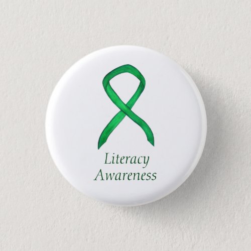 Literacy Green Awareness Ribbon Custom Pins