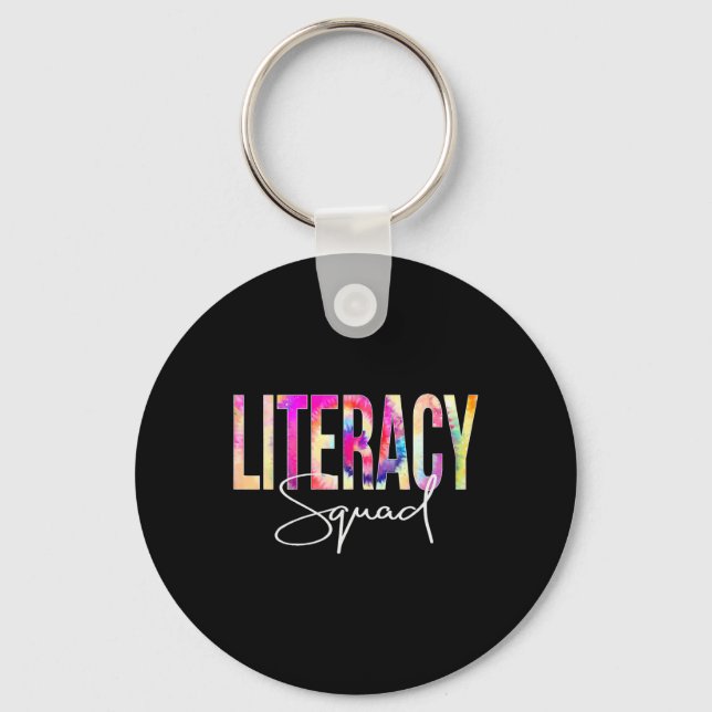 Literacy Squad Tie Dye Ck To School Women Apprecia Keychain (Front)