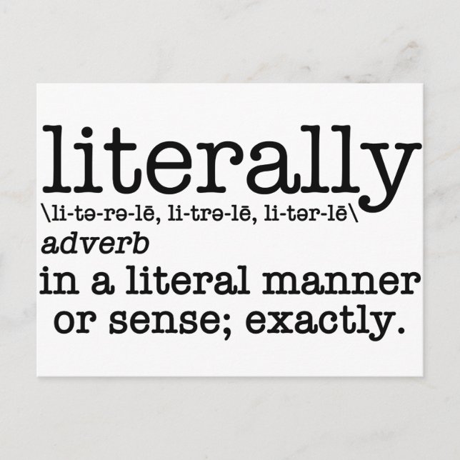 Literally Definition English Grammar Postcard (Front)