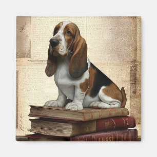 Literary Basset Hound Magnet