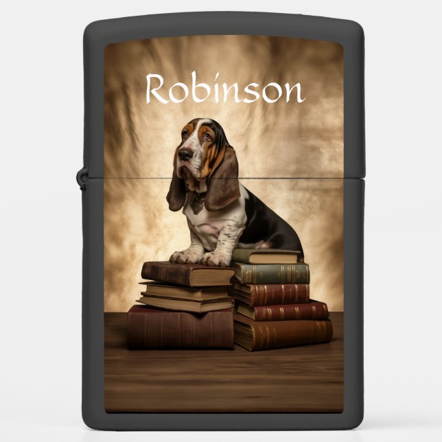Literary Basset Hound Zippo Lighter (Front)