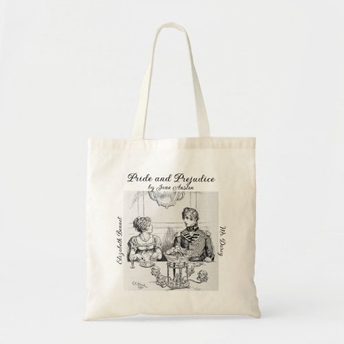 Literary Bookish Gift Pride Prejudice Jane Austen Tote Bag