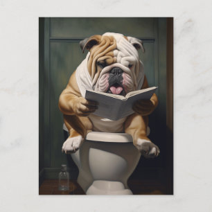 Literary Bulldog   Funny Bathroom Humor Holiday Postcard