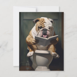 Literary Bulldog   Funny Bathroom Humor Postcard