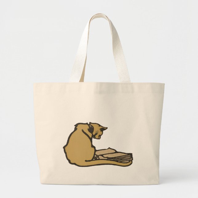 Literary Cat Jumbo Tote Bag (Front)