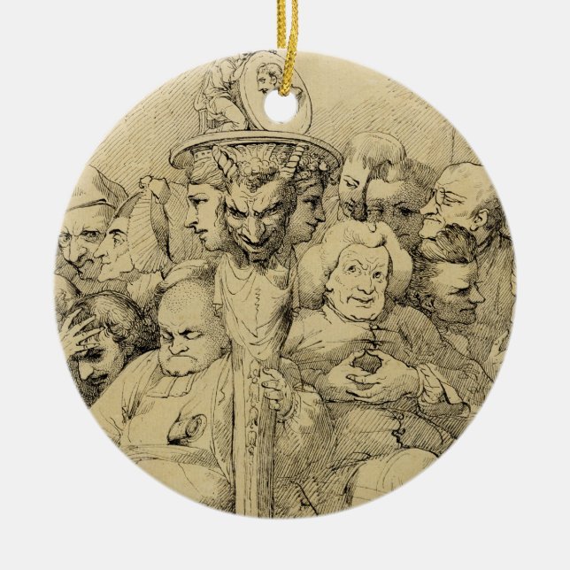 Literary Characters Assembled Around the Medallion Ceramic Ornament (Front)