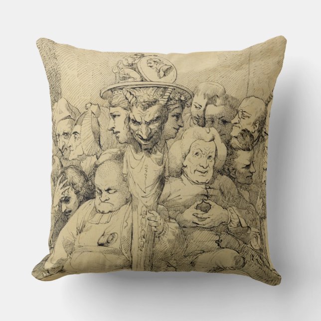 Literary Characters Assembled Around the Medallion Throw Pillow (Front)