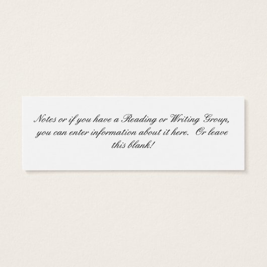 Literary Chick Bookmark to Customize (Back)