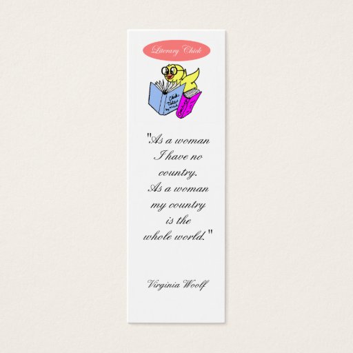 Customizable Literary Chick Bookmark to Customize Business Cards
